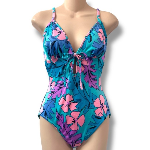 American Vintage Other - Vintage 70s/ 80s One Piece Tropical Print Bathing Suit  Swimsuit sz 36 / Small